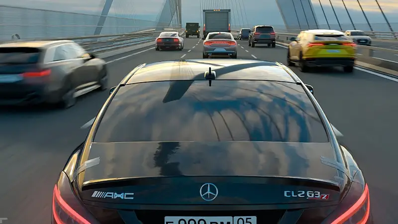A car drifting through a bend in Traffic Racer Russian